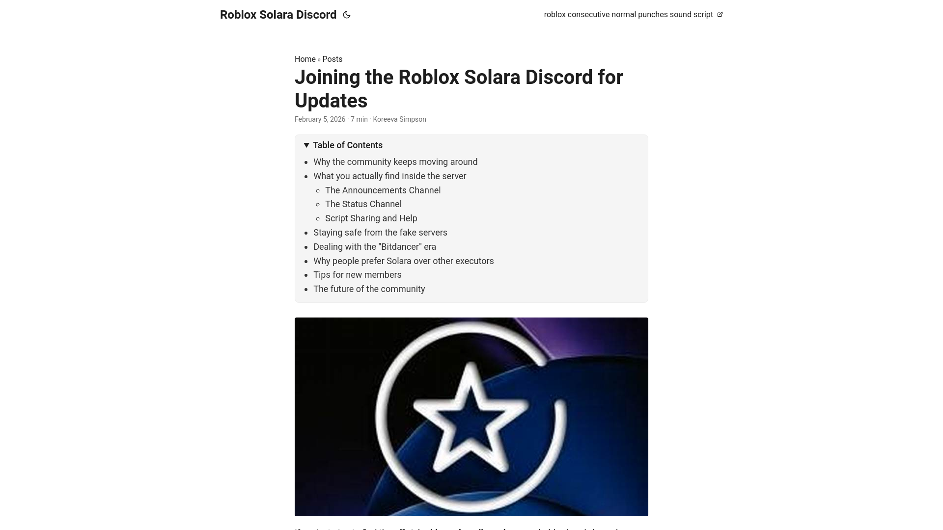 website screenshot of https://roblox-solara-discord.pages.dev/