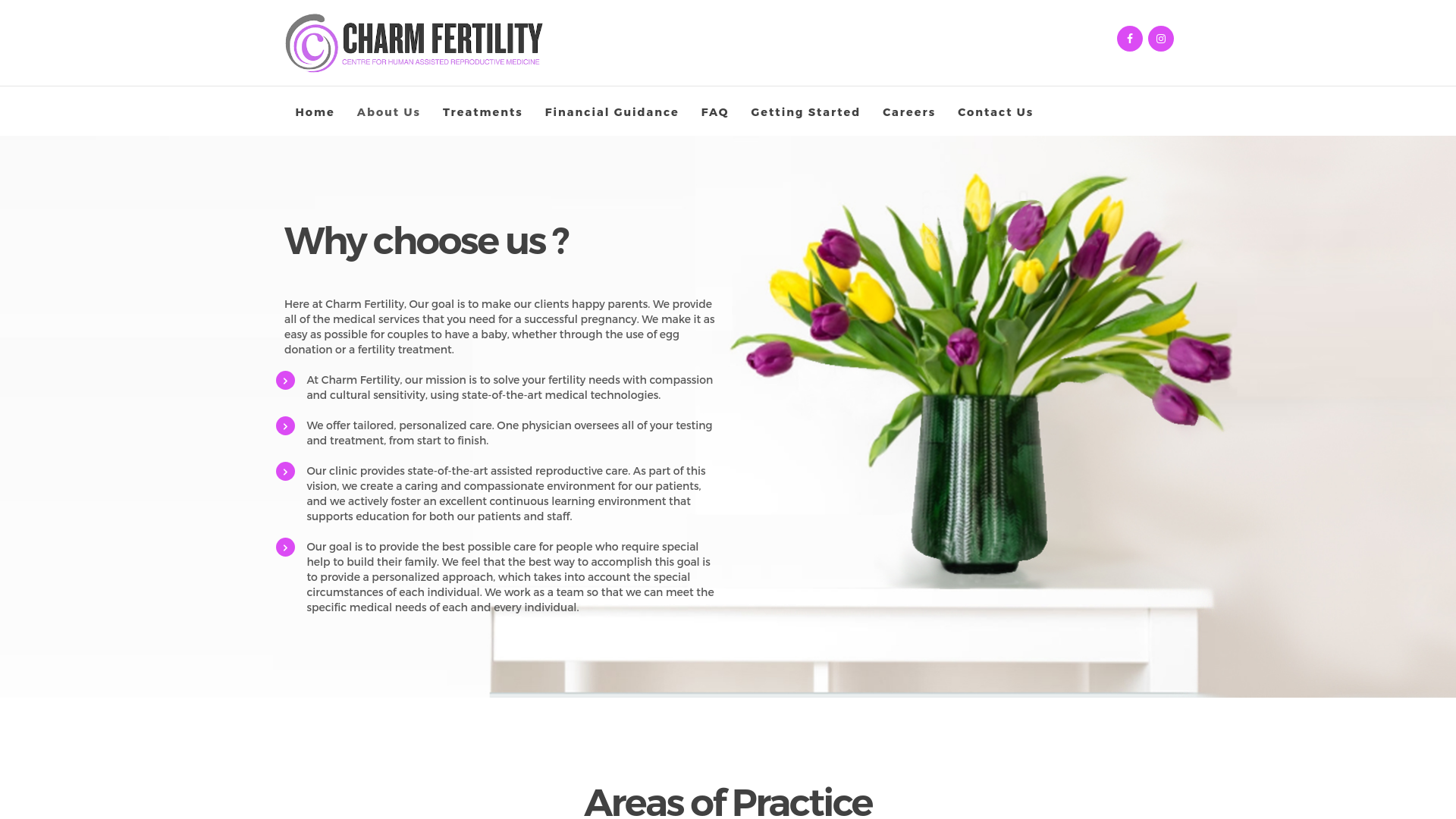 website screenshot of https://www.charmfertility.com/about
