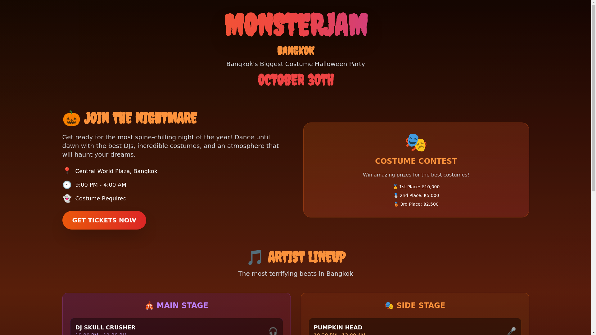 website screenshot of https://monsterjambkk.com/