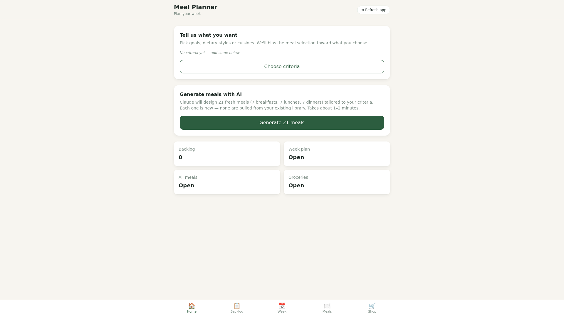 website screenshot of https://meal-planner-6sc.pages.dev/