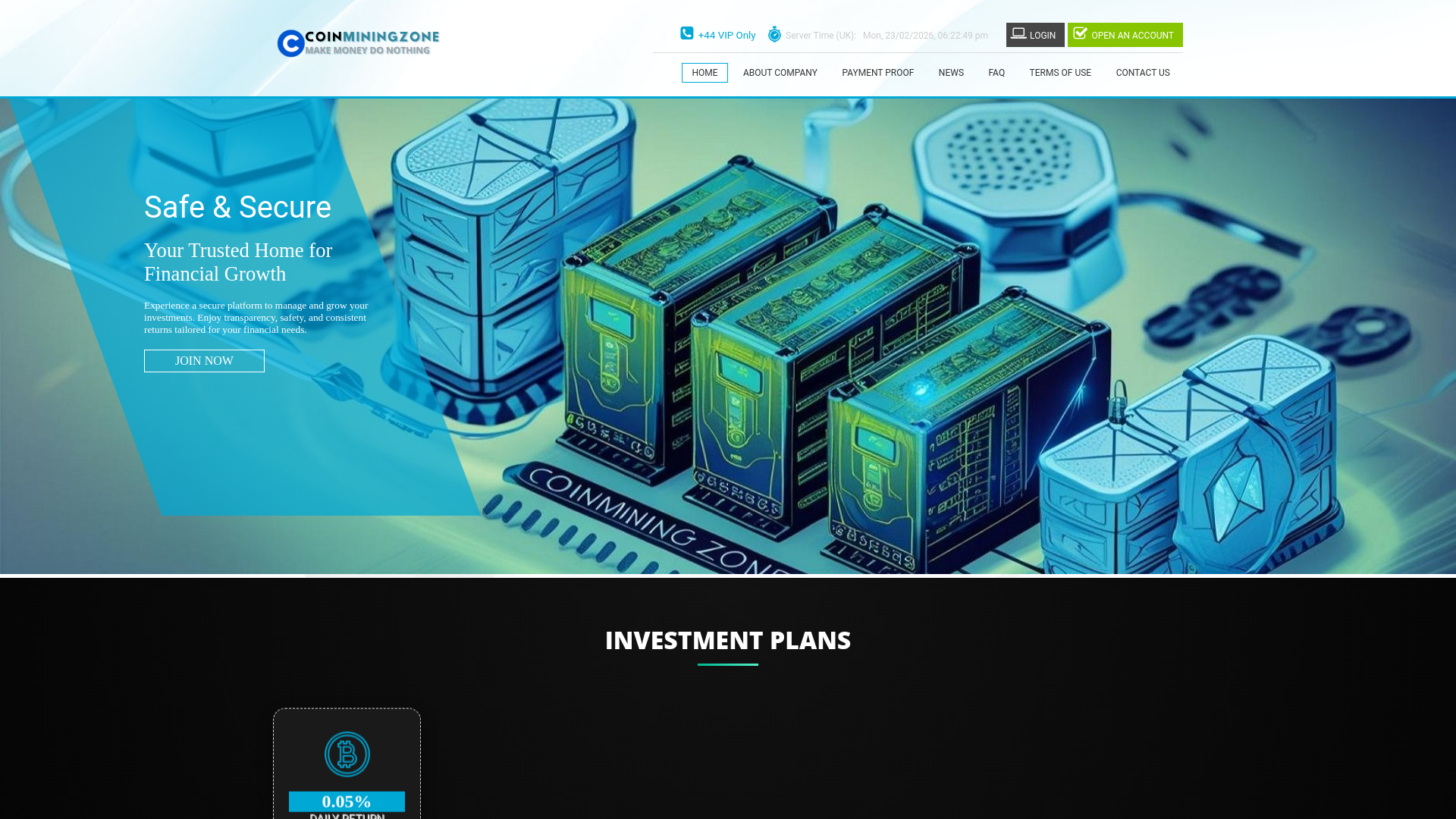 website screenshot of https://coinminingzone.com/