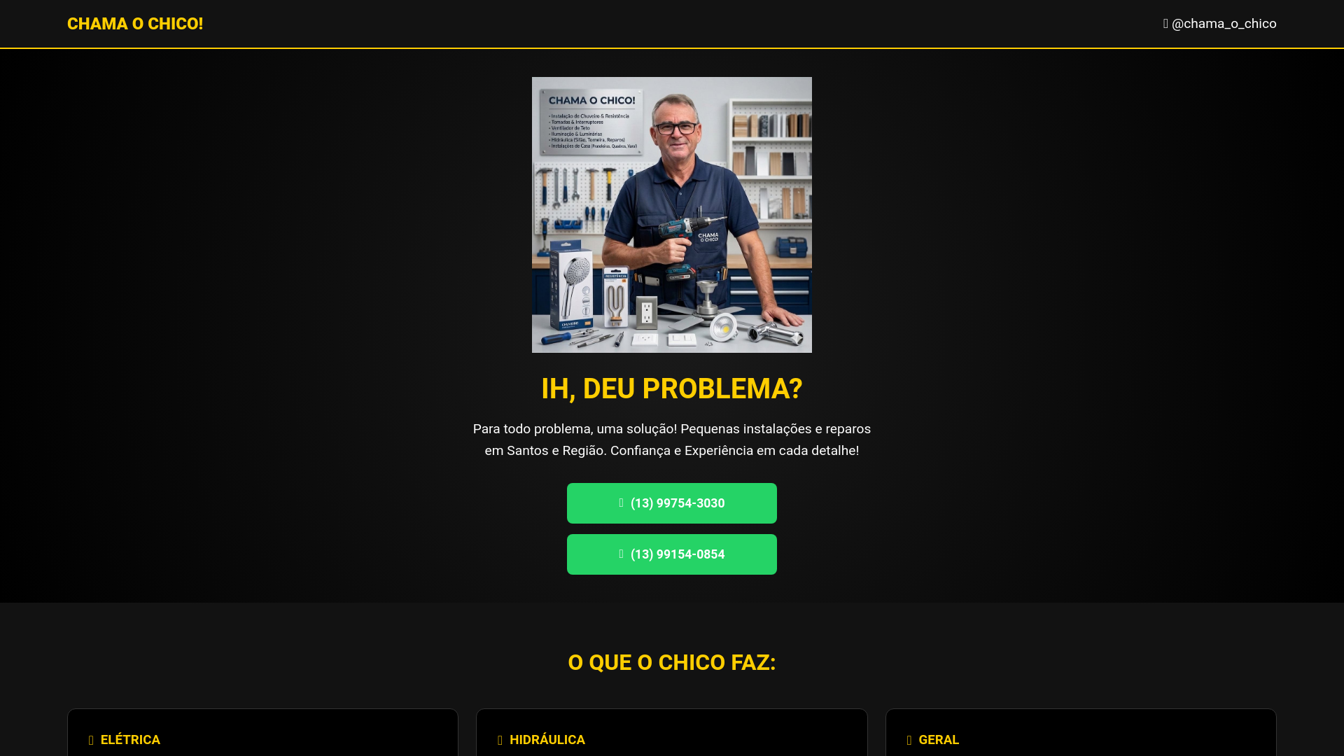 website screenshot of https://chamaochico.com.br/