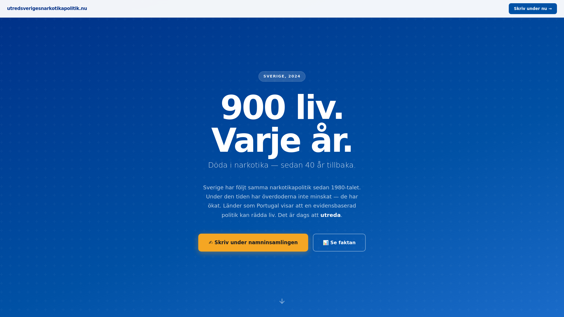 website screenshot of https://utredsverigesnarkotikapolitik.pages.dev/
