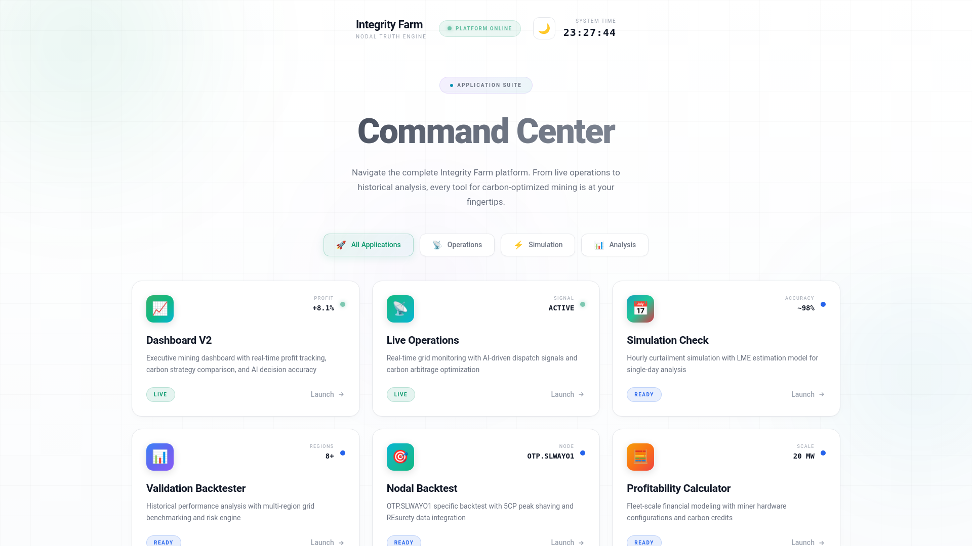 website screenshot of https://integrity-farm-dashboard.pages.dev/