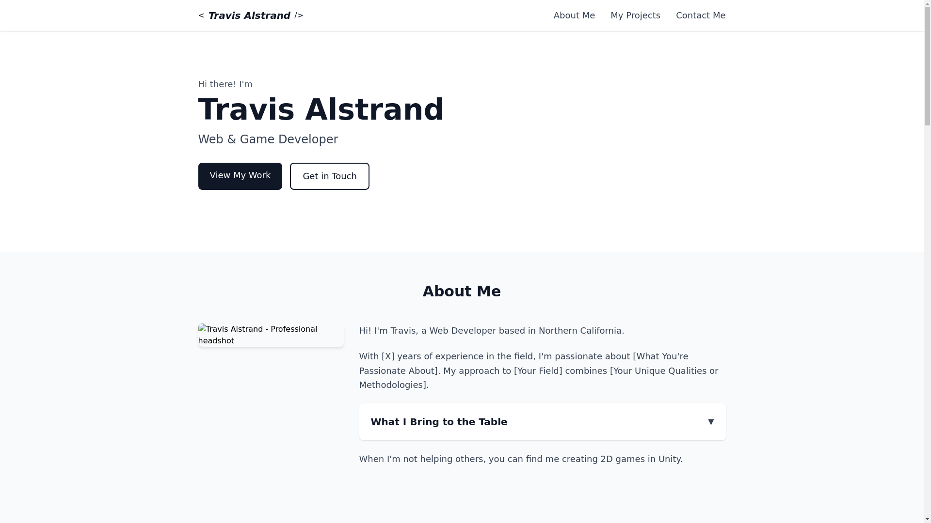 website screenshot of https://alstrand.dev/