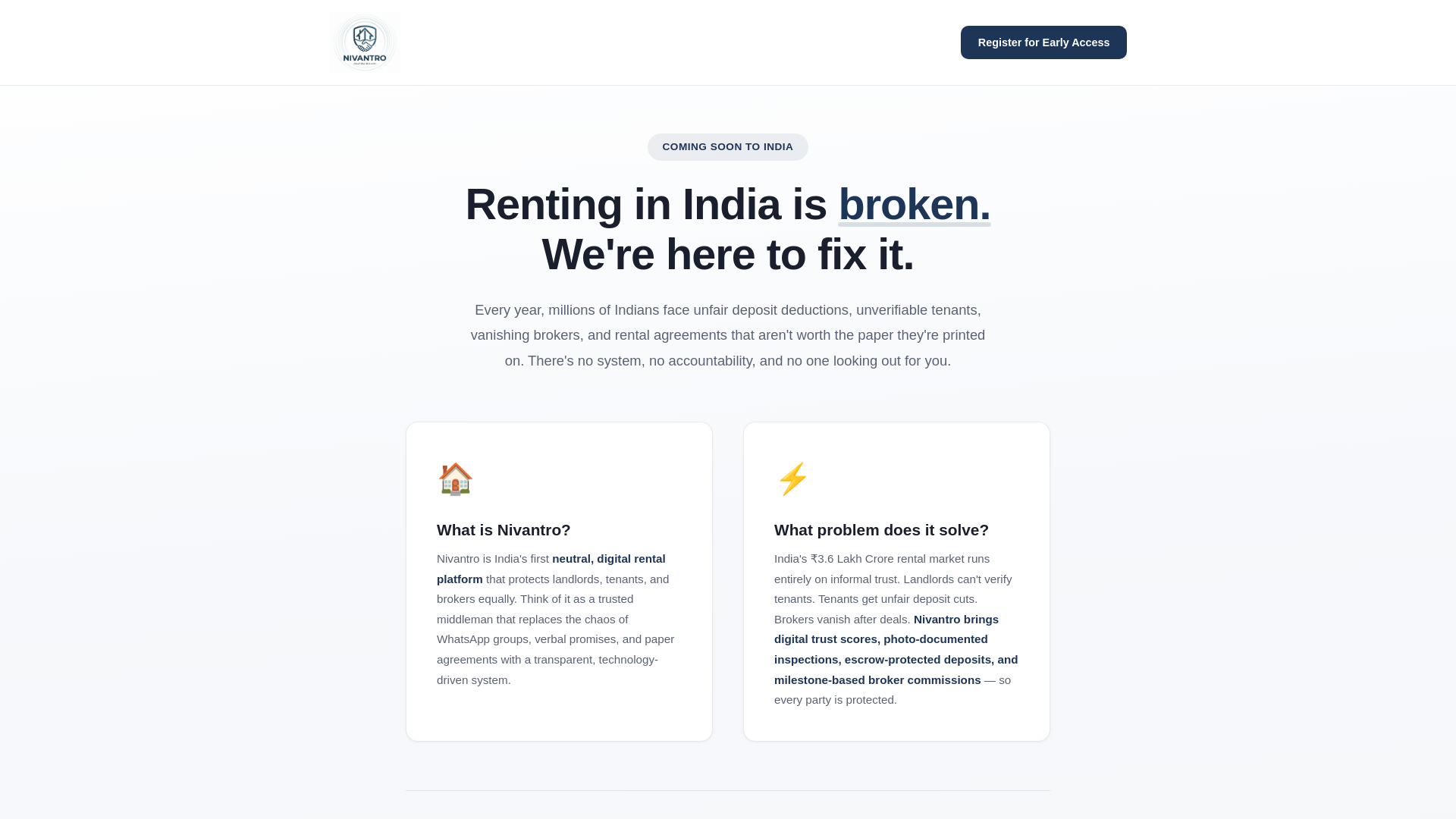 website screenshot of https://nivantro.com/