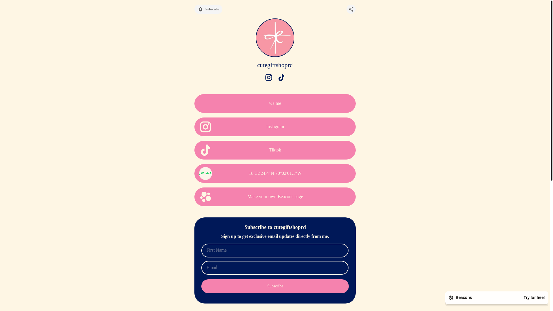 website screenshot of https://cutegiftshoprd.com/