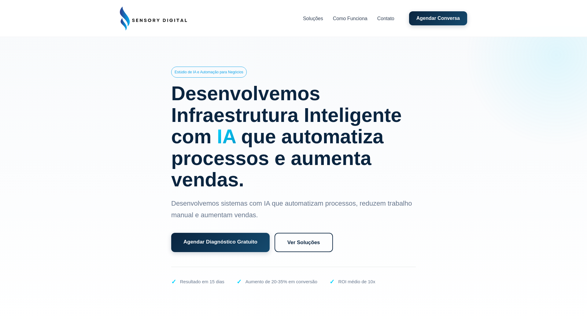 website screenshot of https://sensorydigital.com.br/
