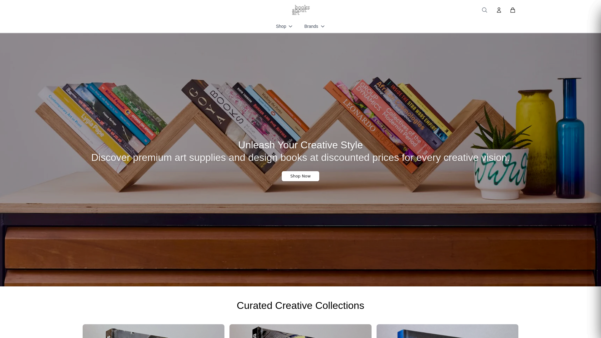 website screenshot of https://thebooksaboutart.shop/