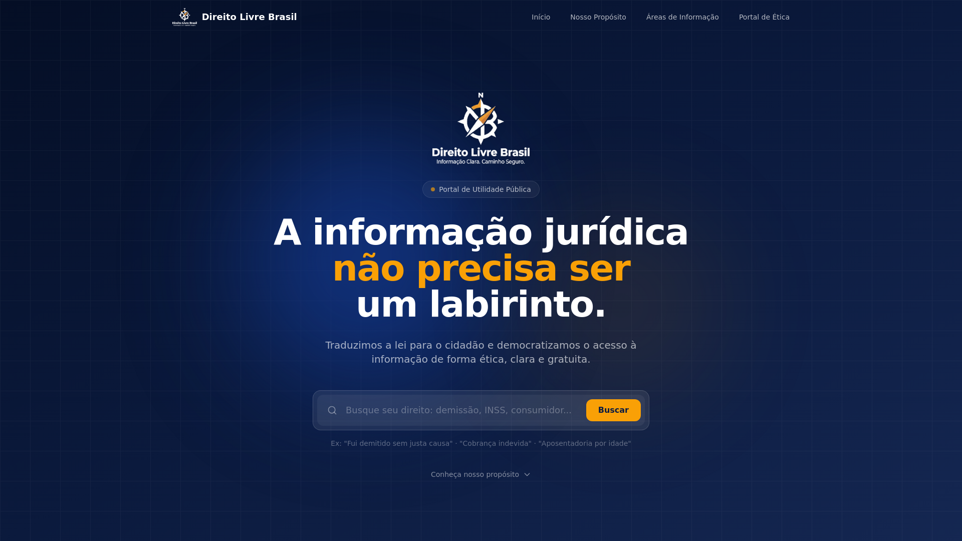 website screenshot of https://direitolivrebrasil.com.br
