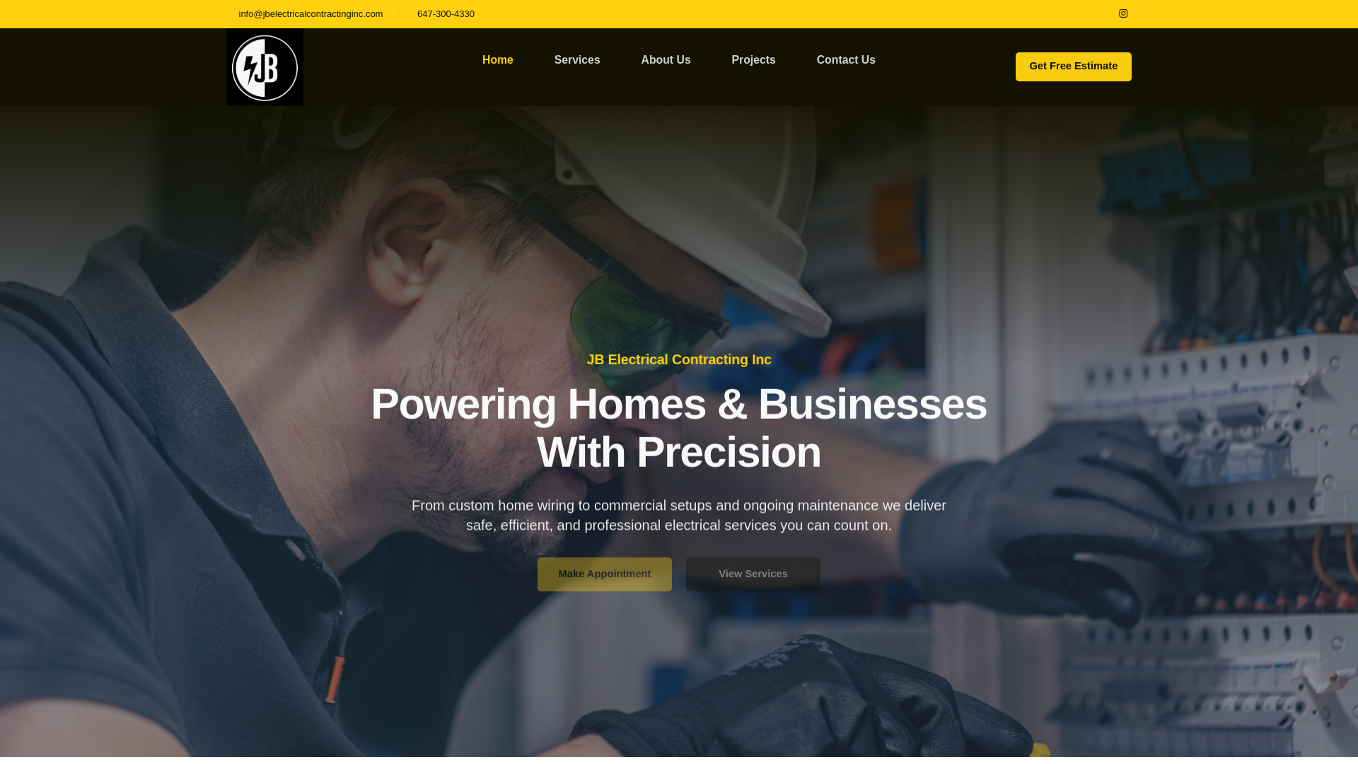 website screenshot of https://jbelectricalcontractinginc.com
