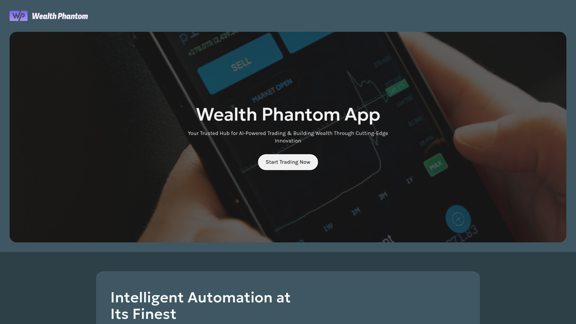 website screenshot of https://www.wealthphantom.io/