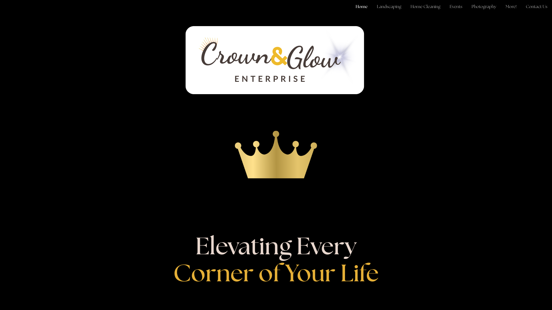 website screenshot of https://crownandglowenterprise.com