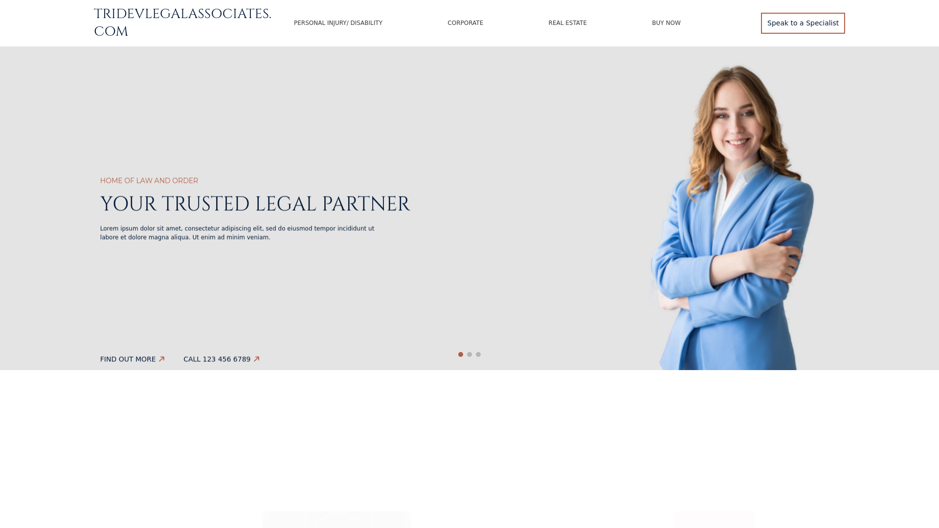 website screenshot of https://tridevlegalassociates.com/