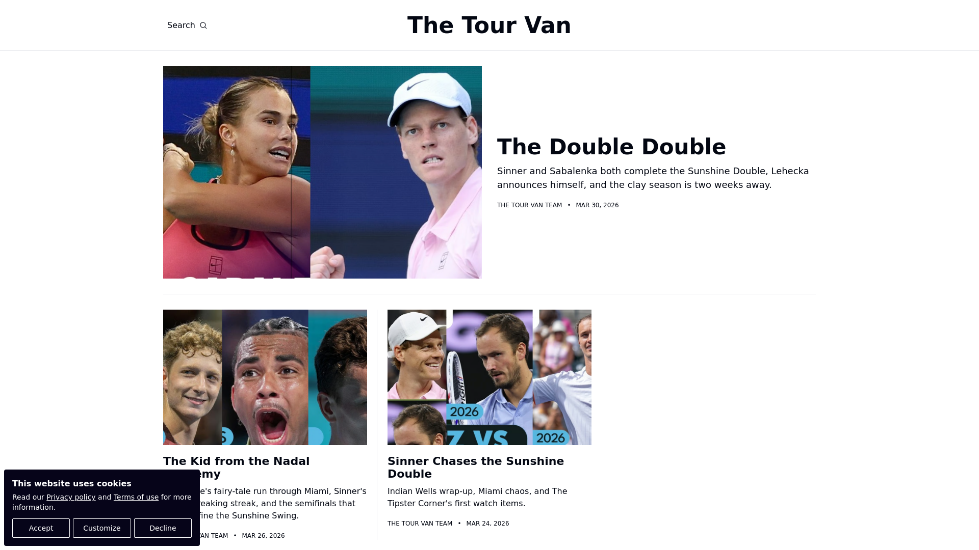 website screenshot of https://tourvantennis.com