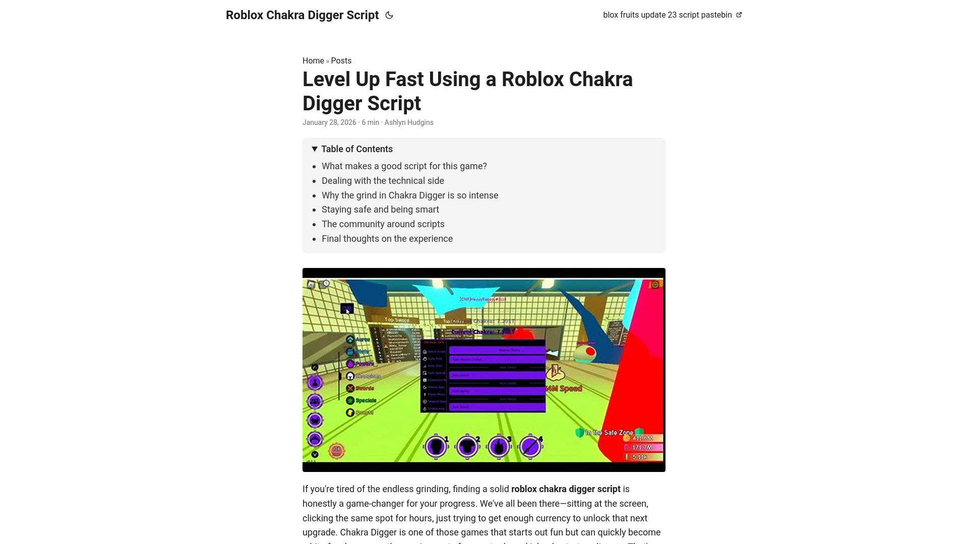 website screenshot of https://roblox-chakra-digger-script.pages.dev/