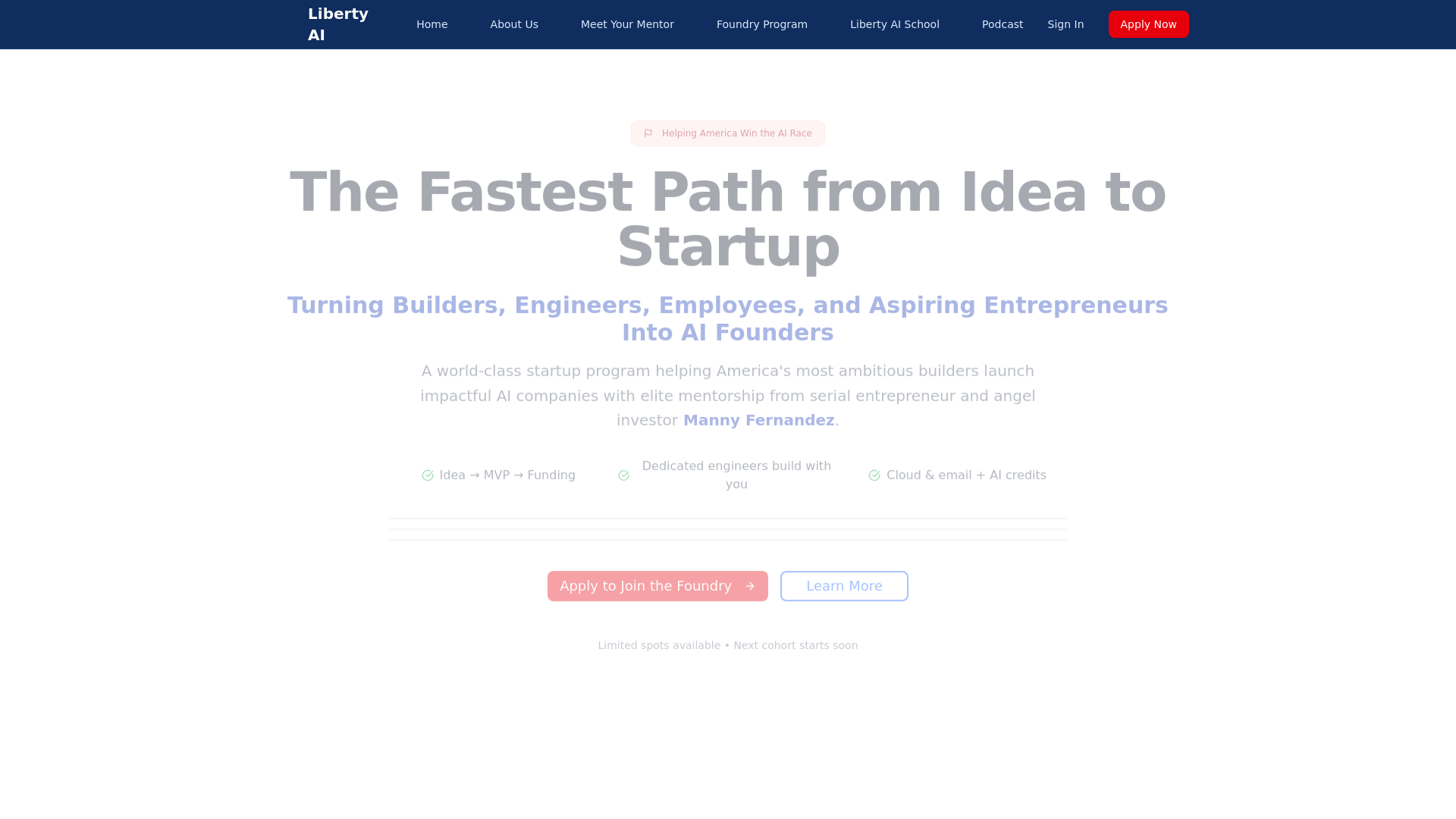 website screenshot of https://liberty-ai-foundry-5ha.pages.dev/