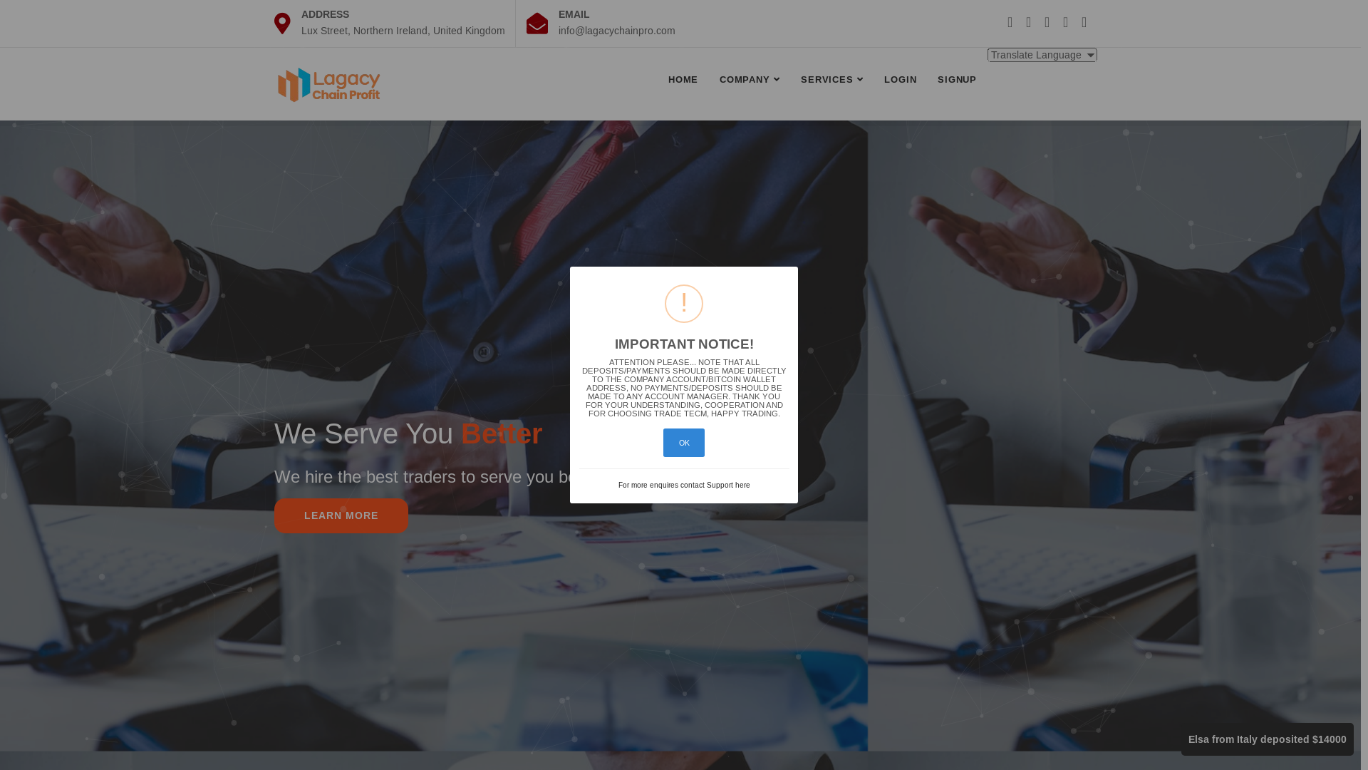 website screenshot of https://lagacychainpro.com/