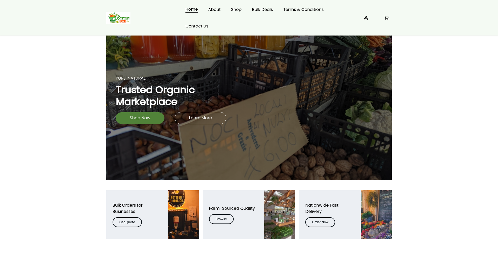 website screenshot of https://bazaarb2b.store/