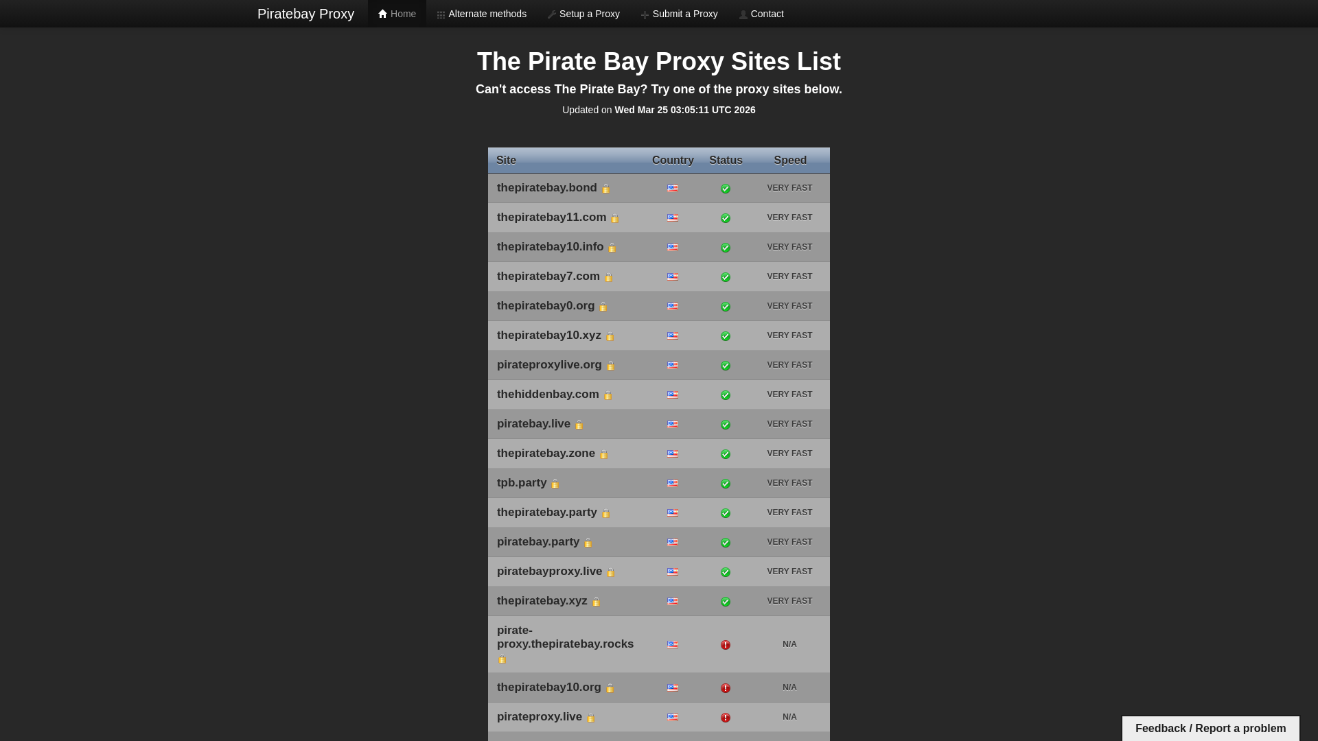 website screenshot of https://piratebayproxy.info/