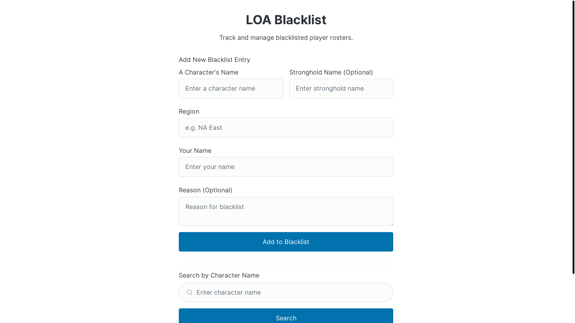 website screenshot of https://loa-blacklist.pages.dev/