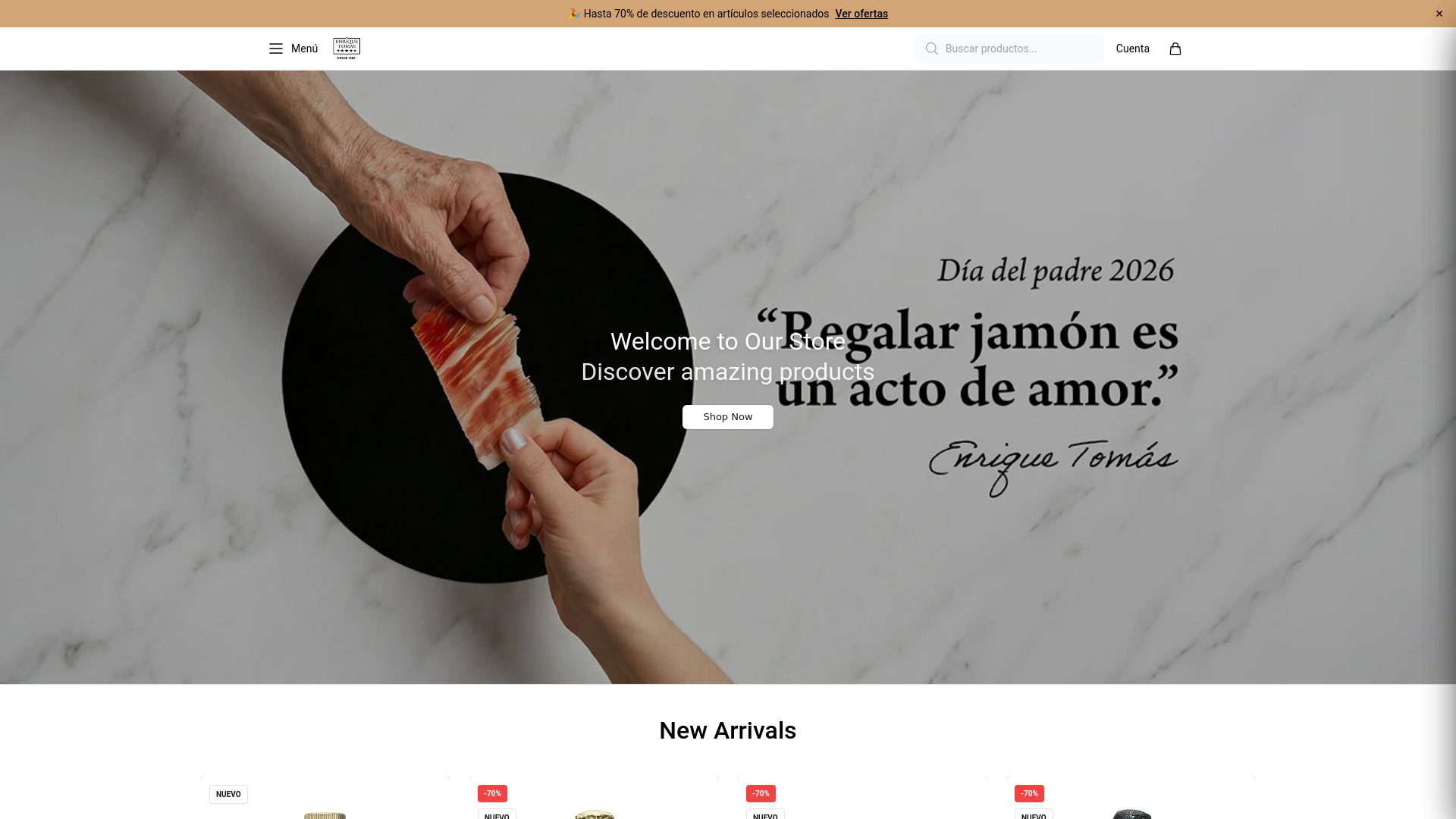 website screenshot of https://enriquetomasdeli.shop/
