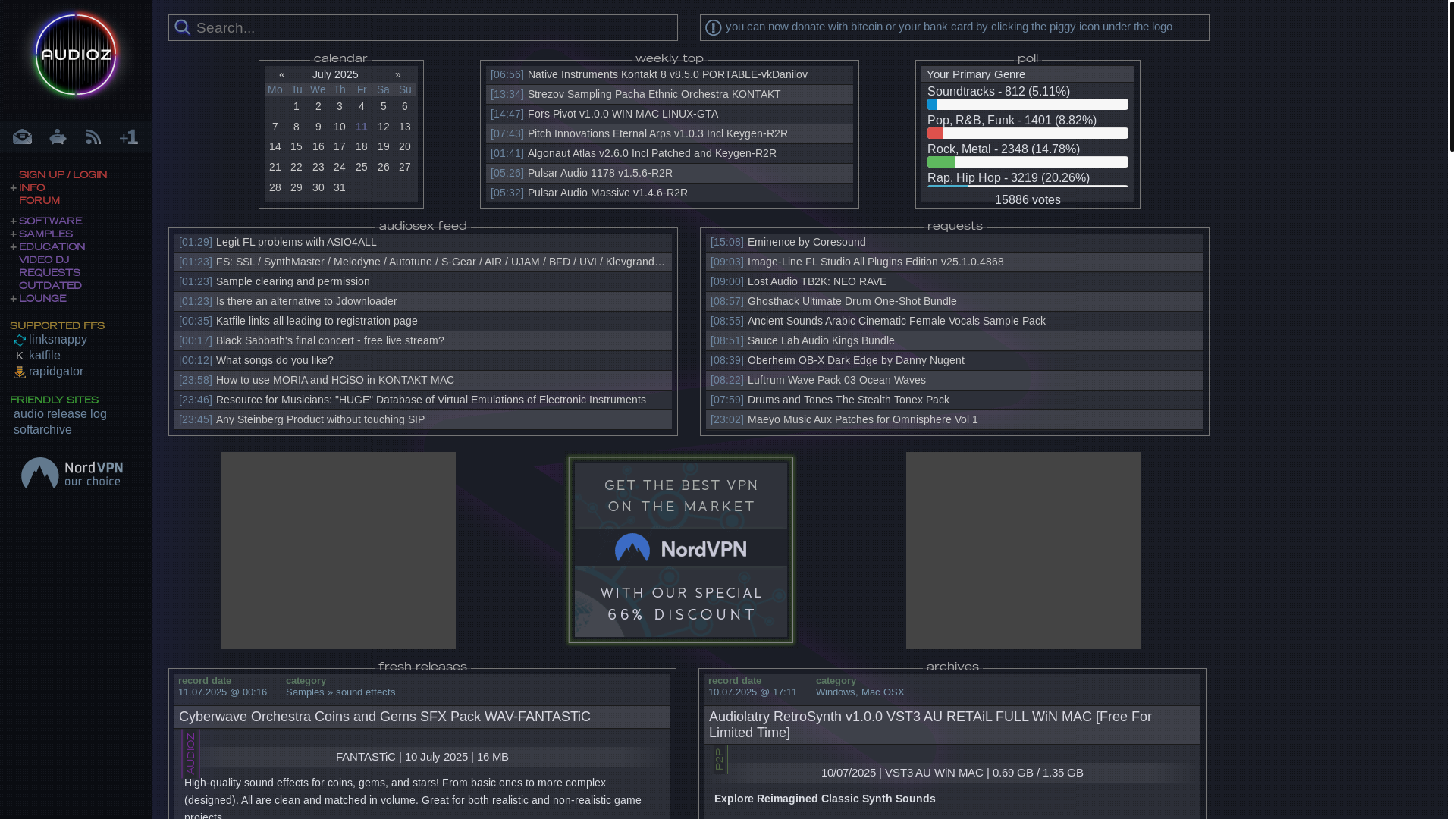 website screenshot of https://audioz.download/
