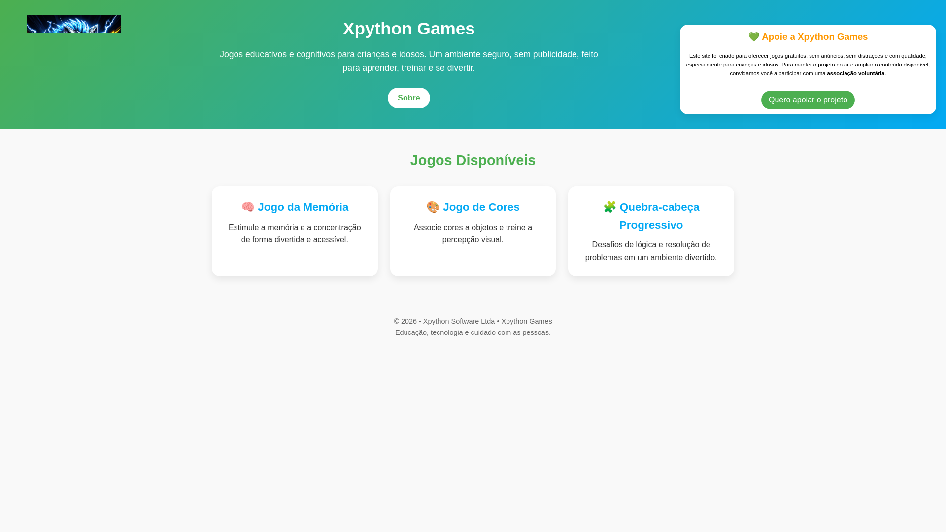 website screenshot of https://xpythongames.com/
