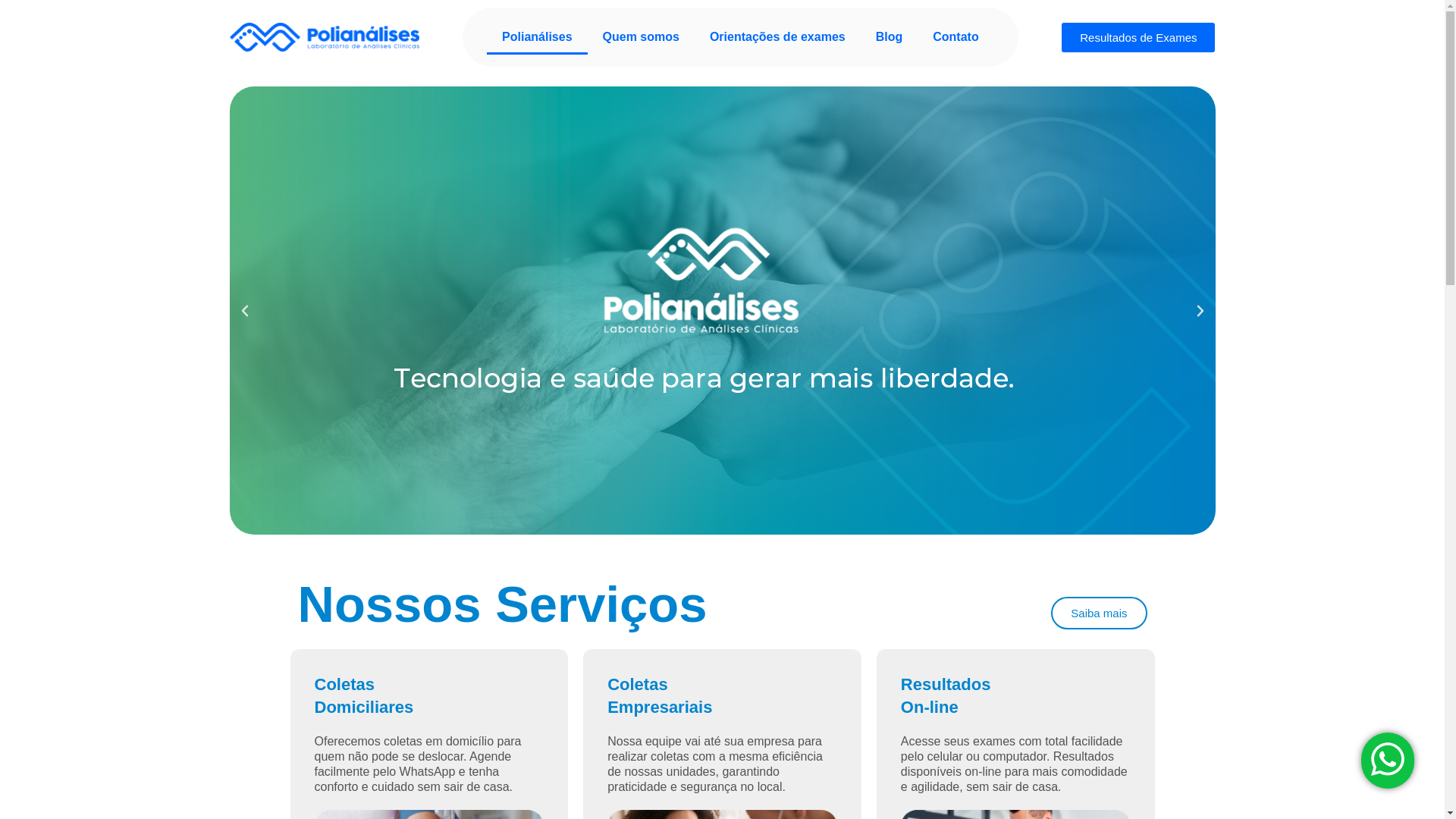 website screenshot of https://laboratoriopolianalises.com.br/