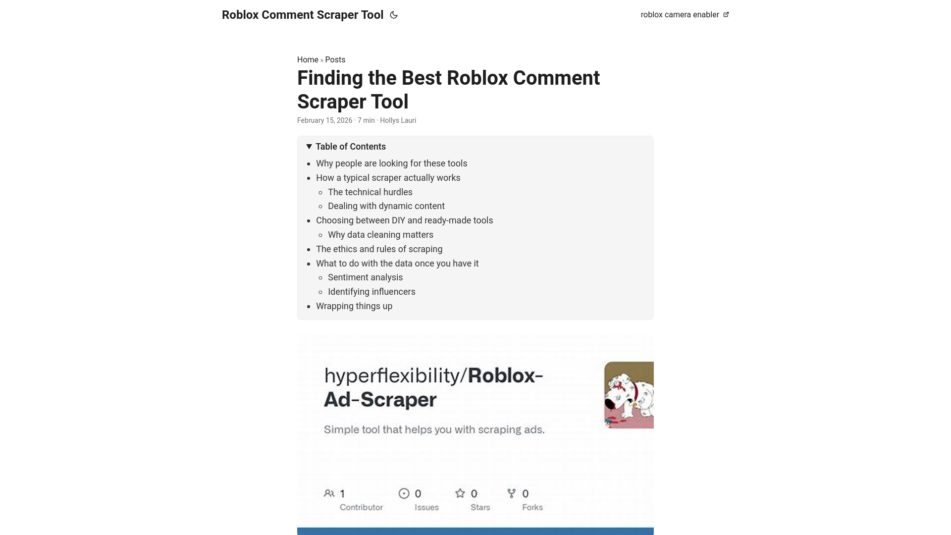website screenshot of https://roblox-comment-scraper-tool.pages.dev/