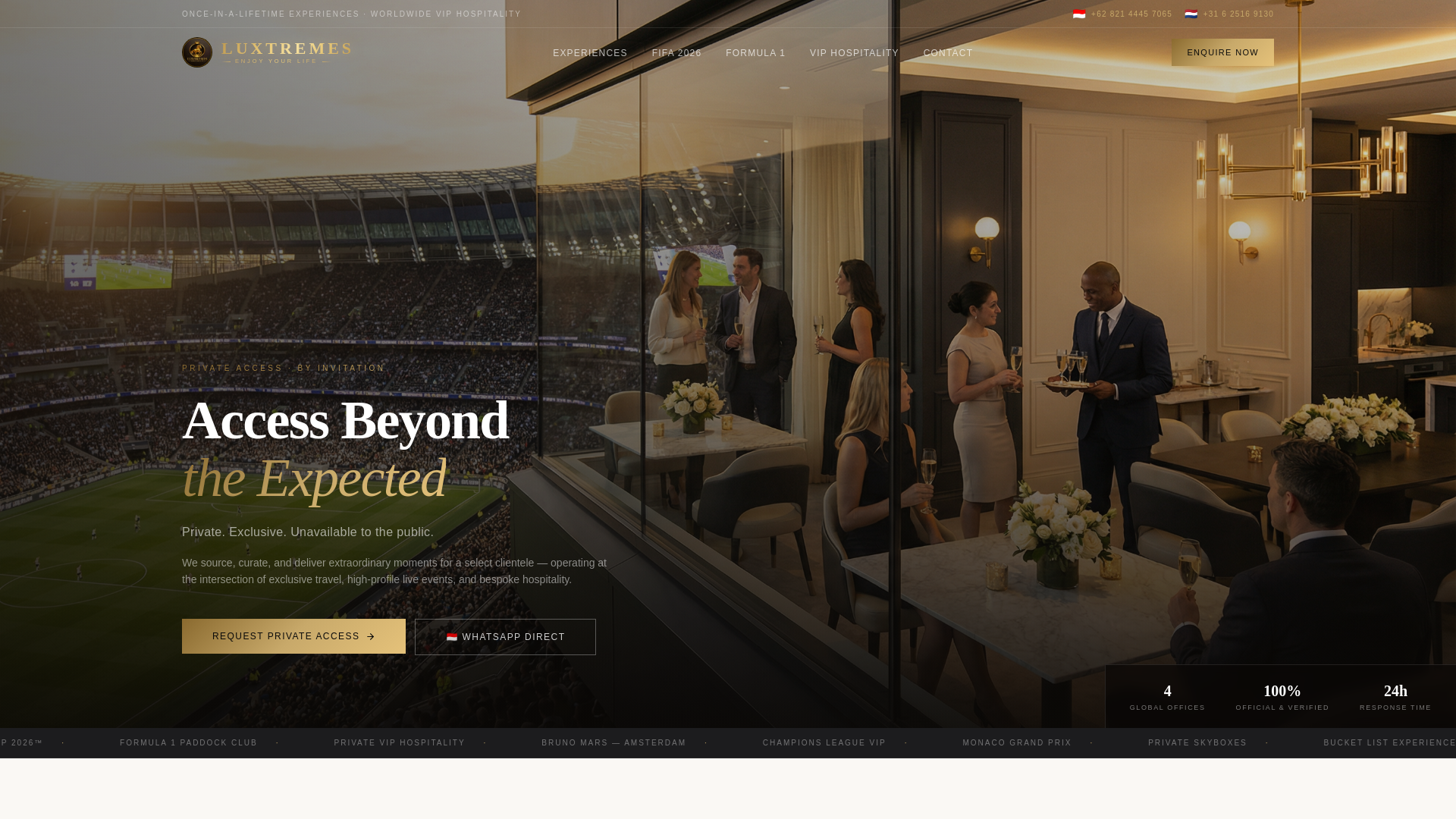 website screenshot of https://luxtremes.vip
