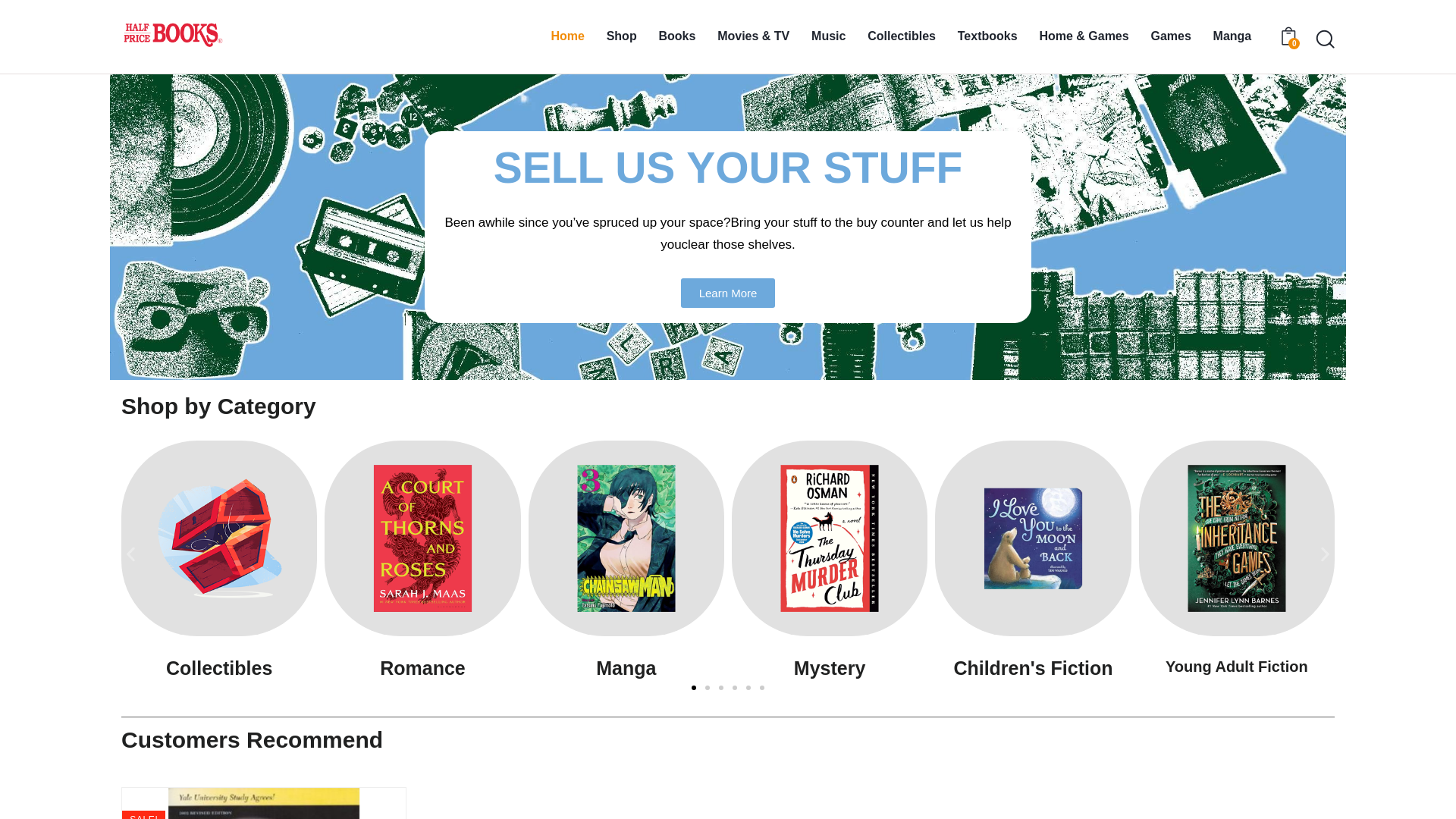website screenshot of https://halfpricebooksstore.com/