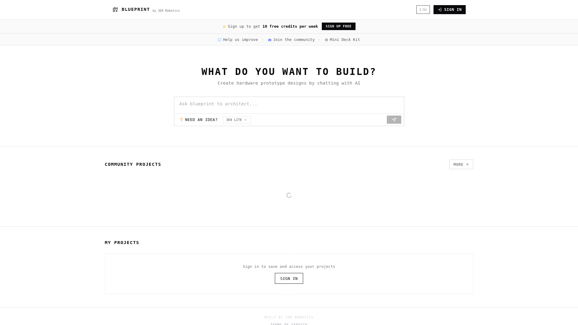 website screenshot of https://blueprint.am/