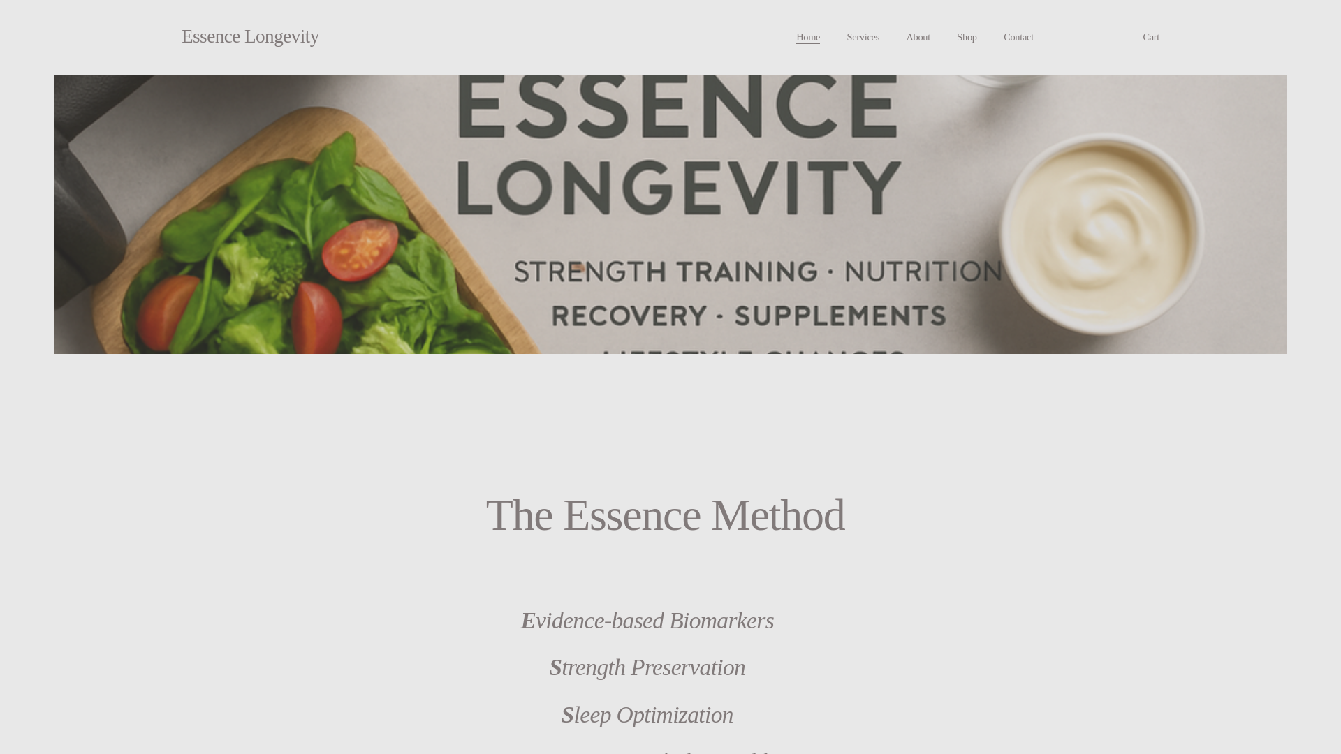 website screenshot of https://essence-longevity.com/