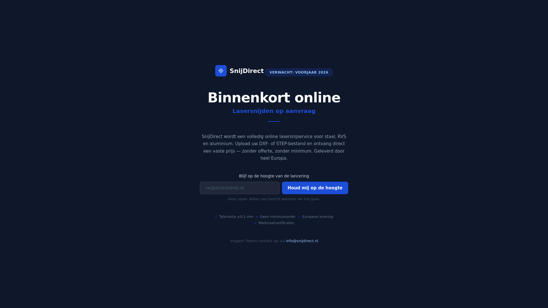 website screenshot of https://snijdirect.nl