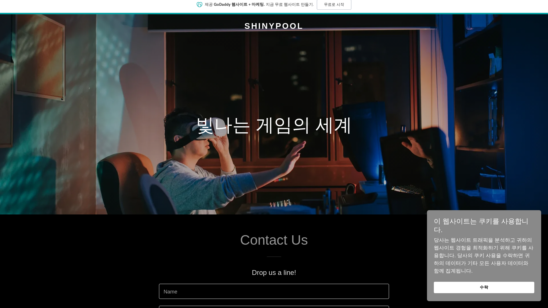 website screenshot of https://shiny-pool.com/