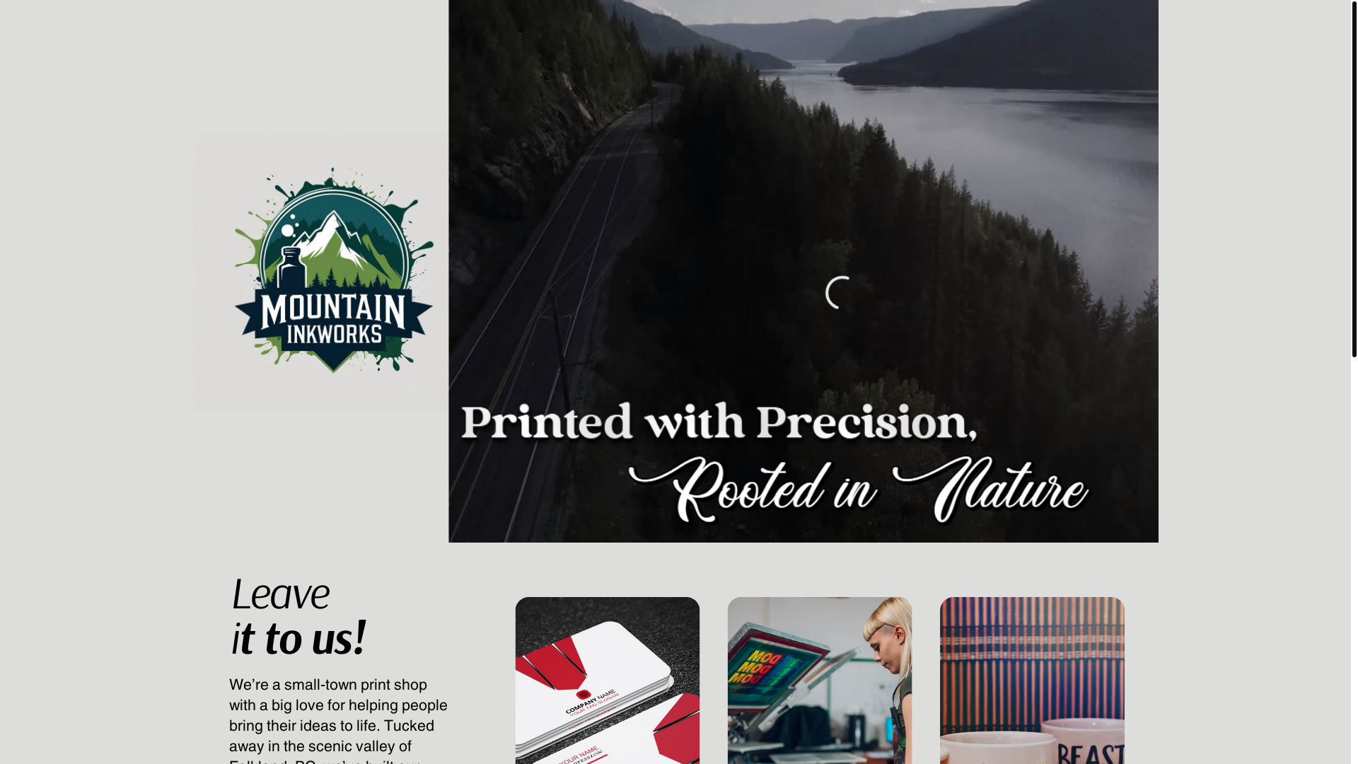 website screenshot of https://mountaininkworks.com/