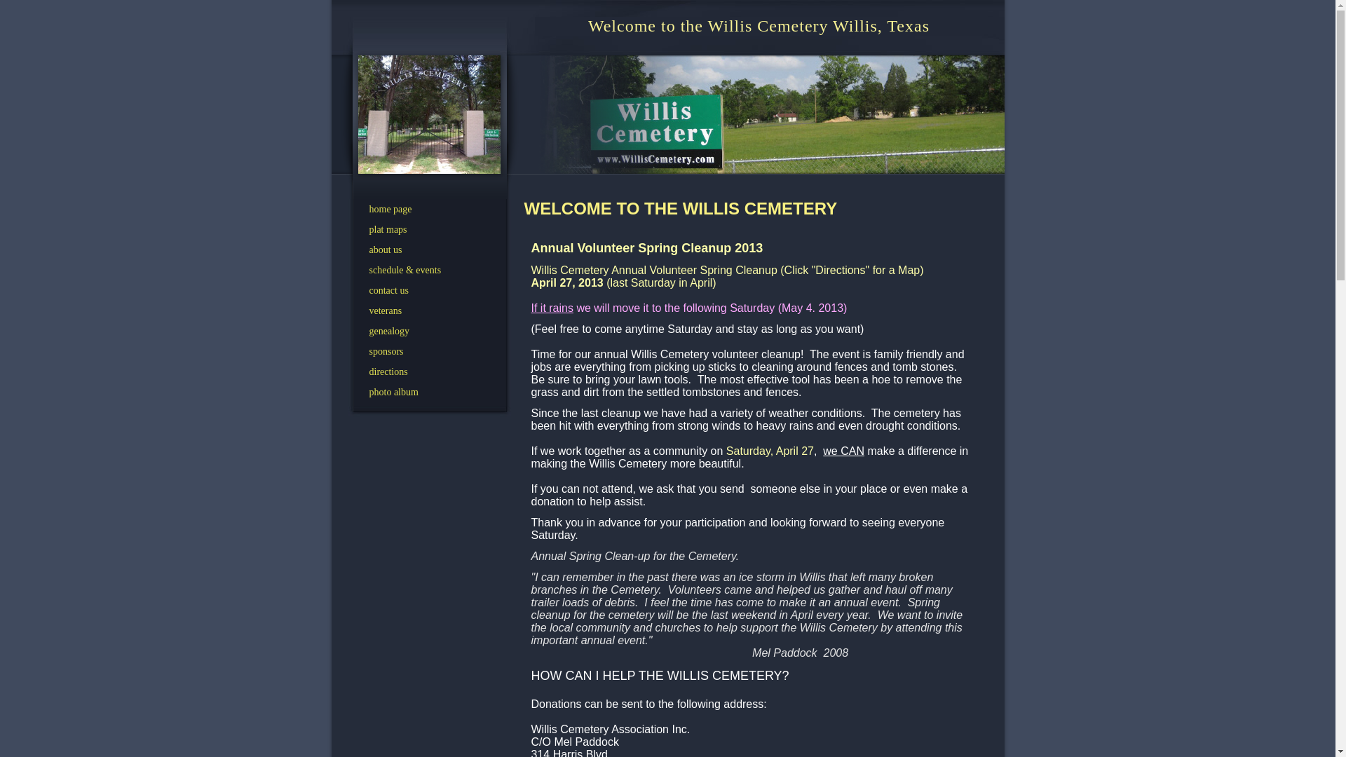 website screenshot of https://williscemetery.pages.dev/