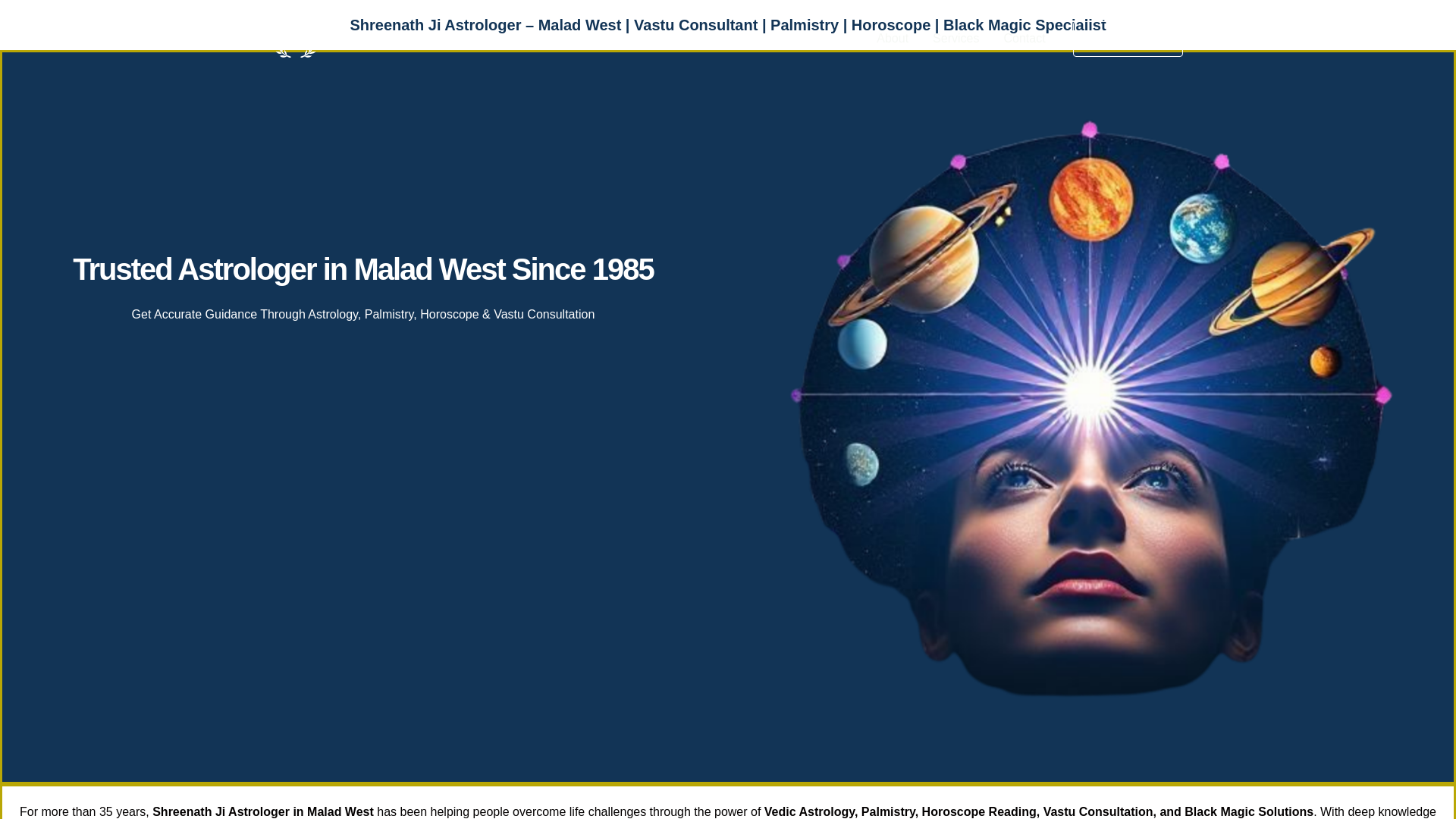 website screenshot of https://shreenathjiastrologer.site