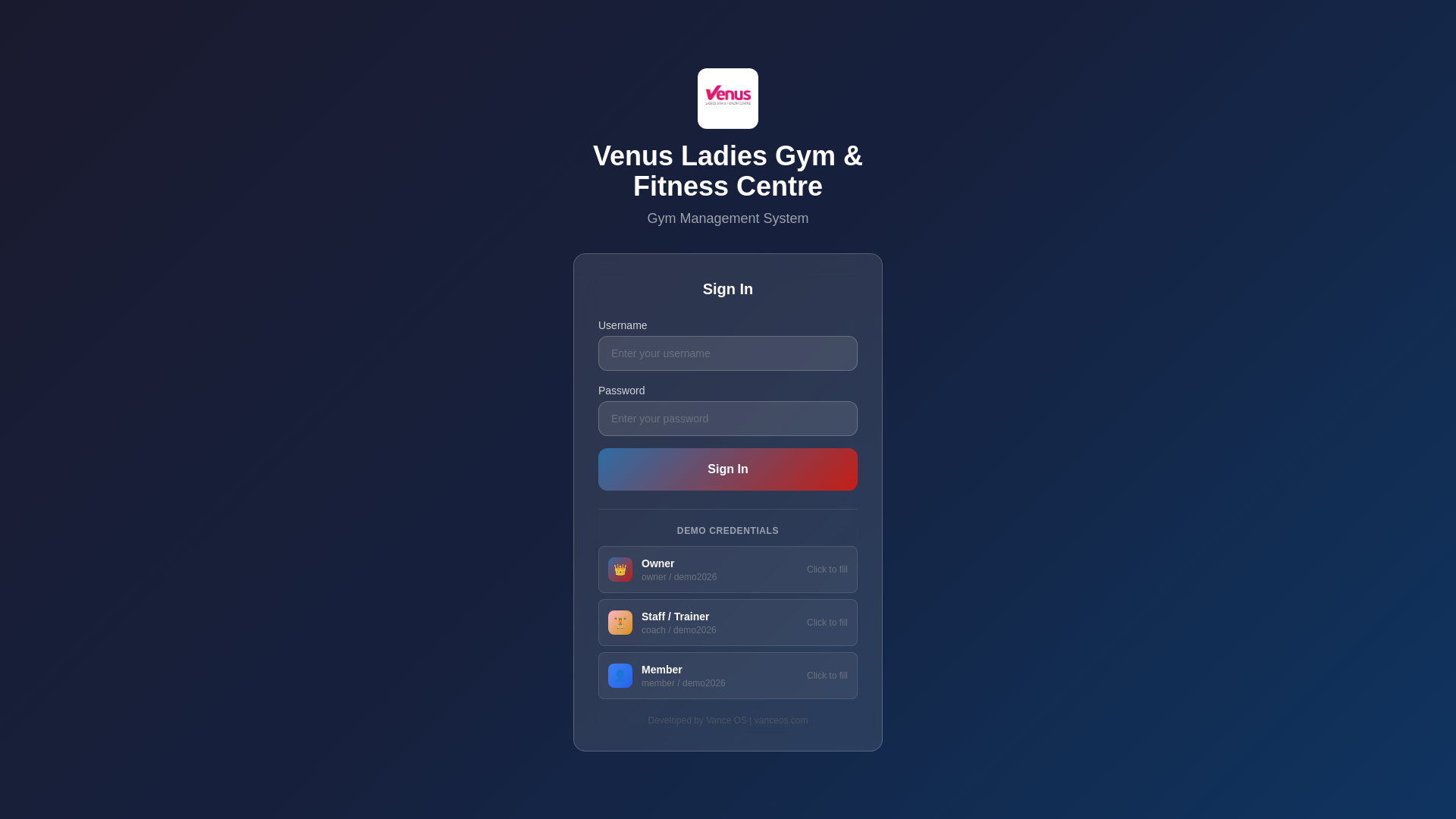 website screenshot of https://venus-ladies-gym.pages.dev/