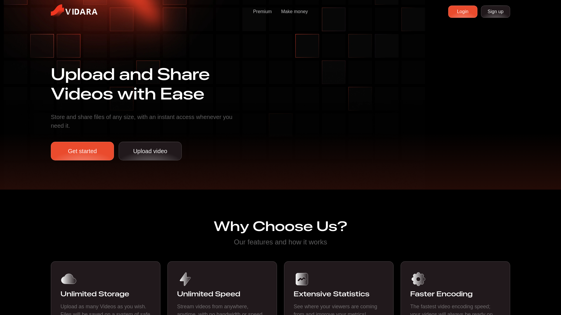 website screenshot of https://vidara.to/