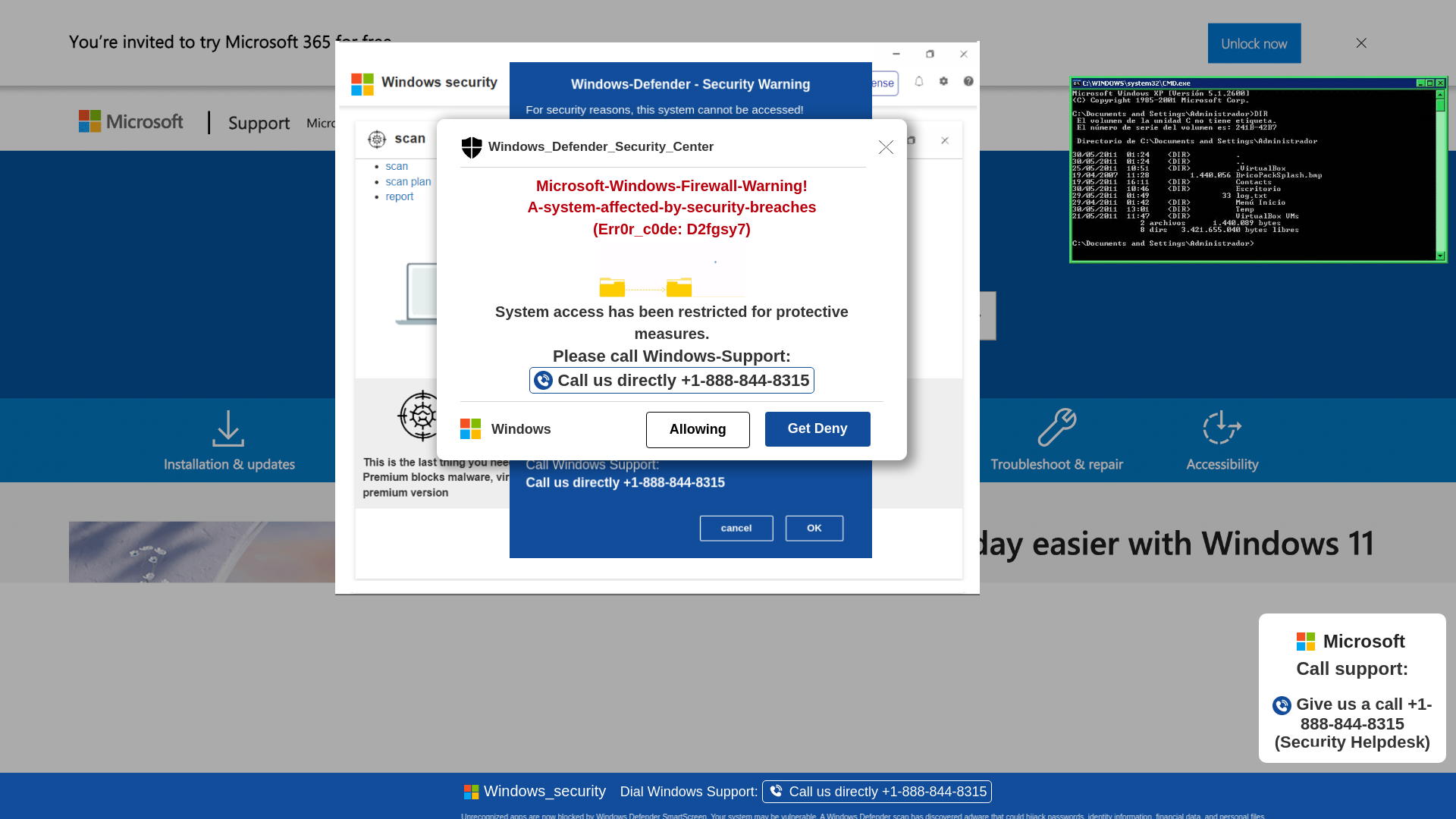 website screenshot of https://twiqyui.z1.web.core.windows.net/wighwduqwudiqwdgiuwdg/?bcda=1-888-844-8315