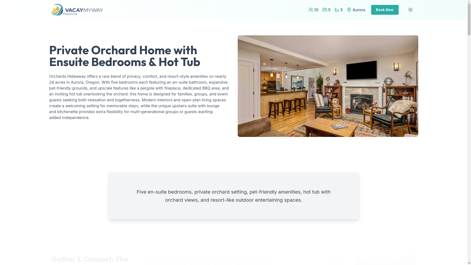 website screenshot of https://sereneorchard.vacations/