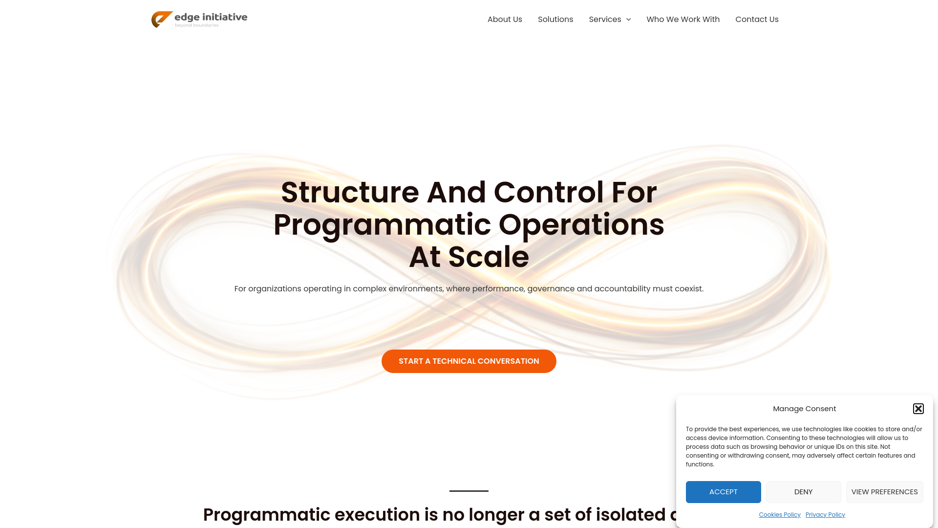 website screenshot of https://edgeinitiative.solutions
