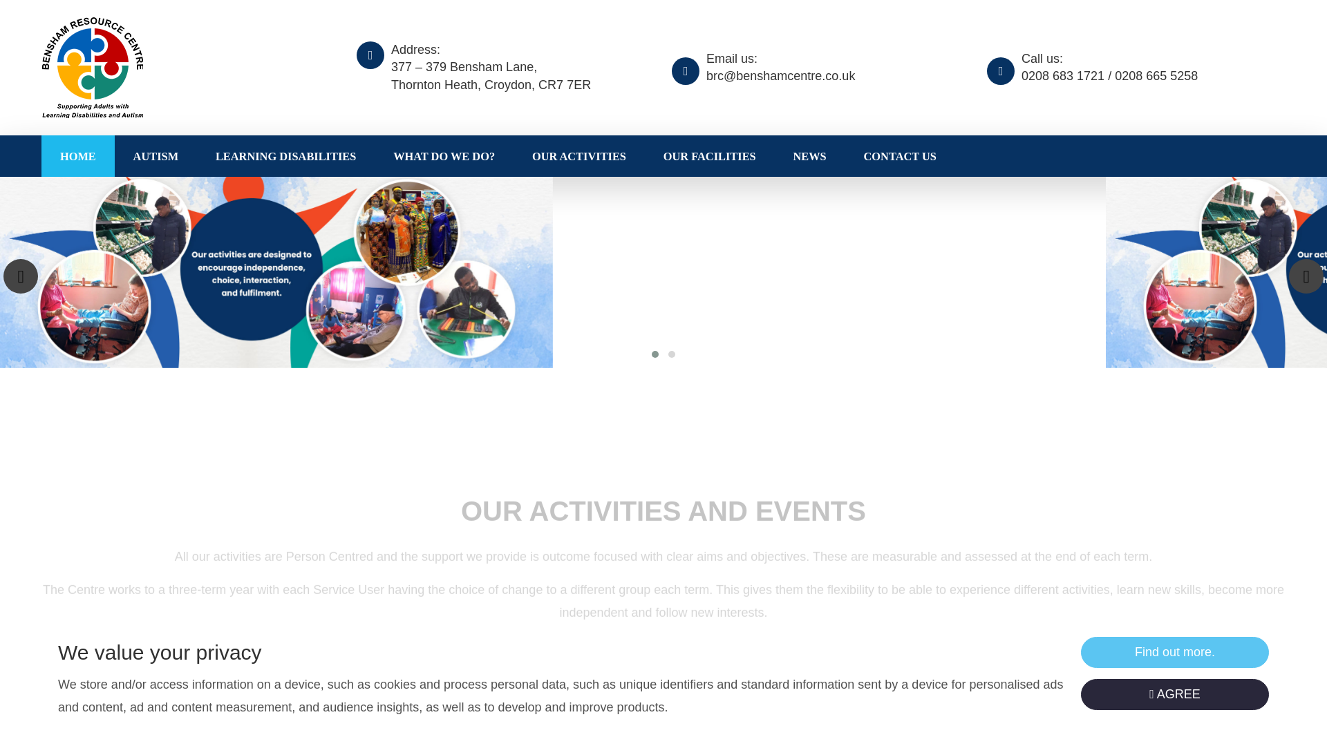 website screenshot of https://www.benshamcentre.co.uk