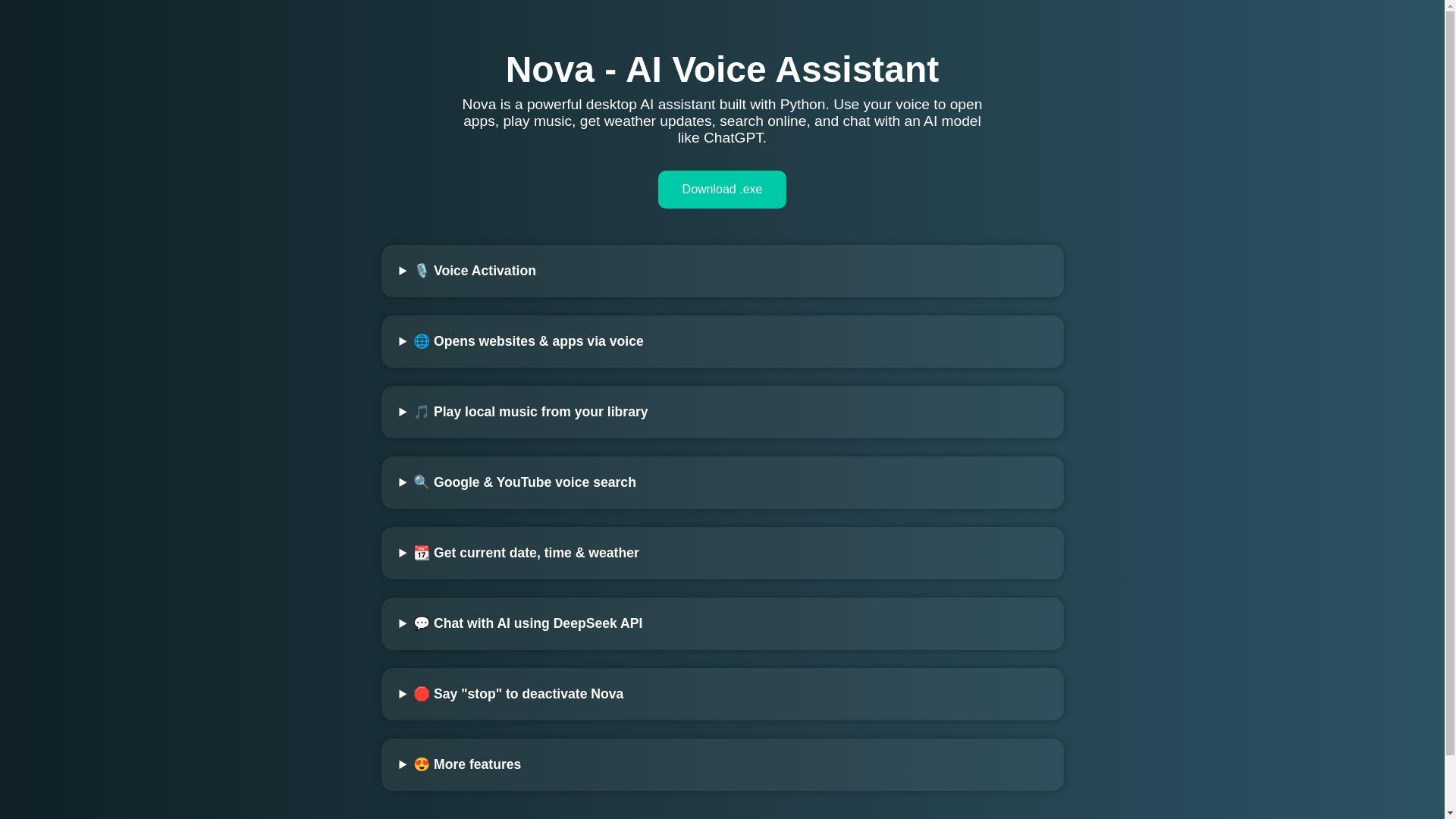 website screenshot of https://nextgencodde.github.io/Nova_download/