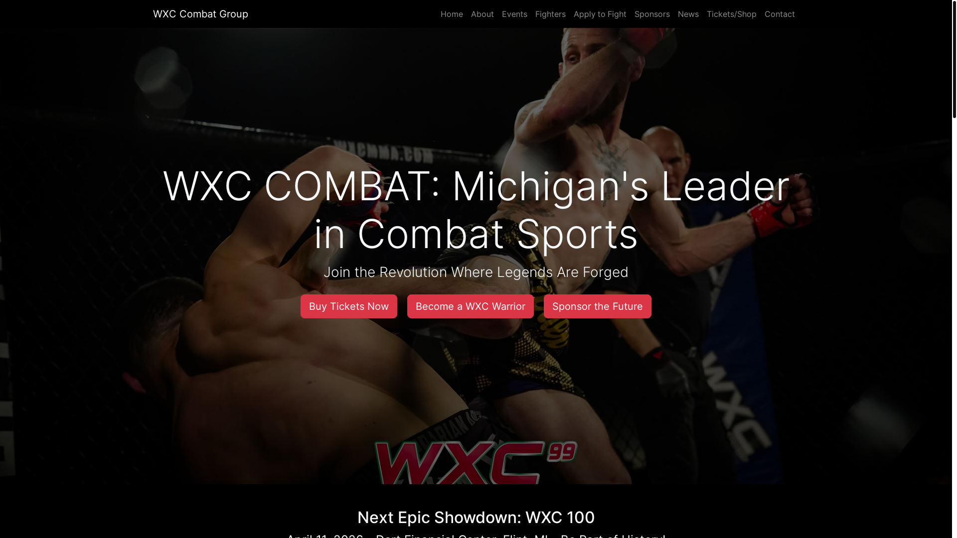 website screenshot of https://wxccombat.com/