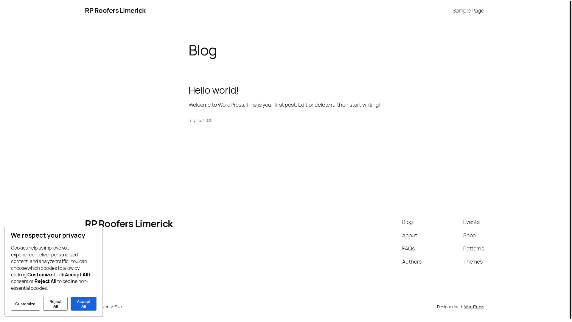 website screenshot of https://rprooferslimerick.ie/