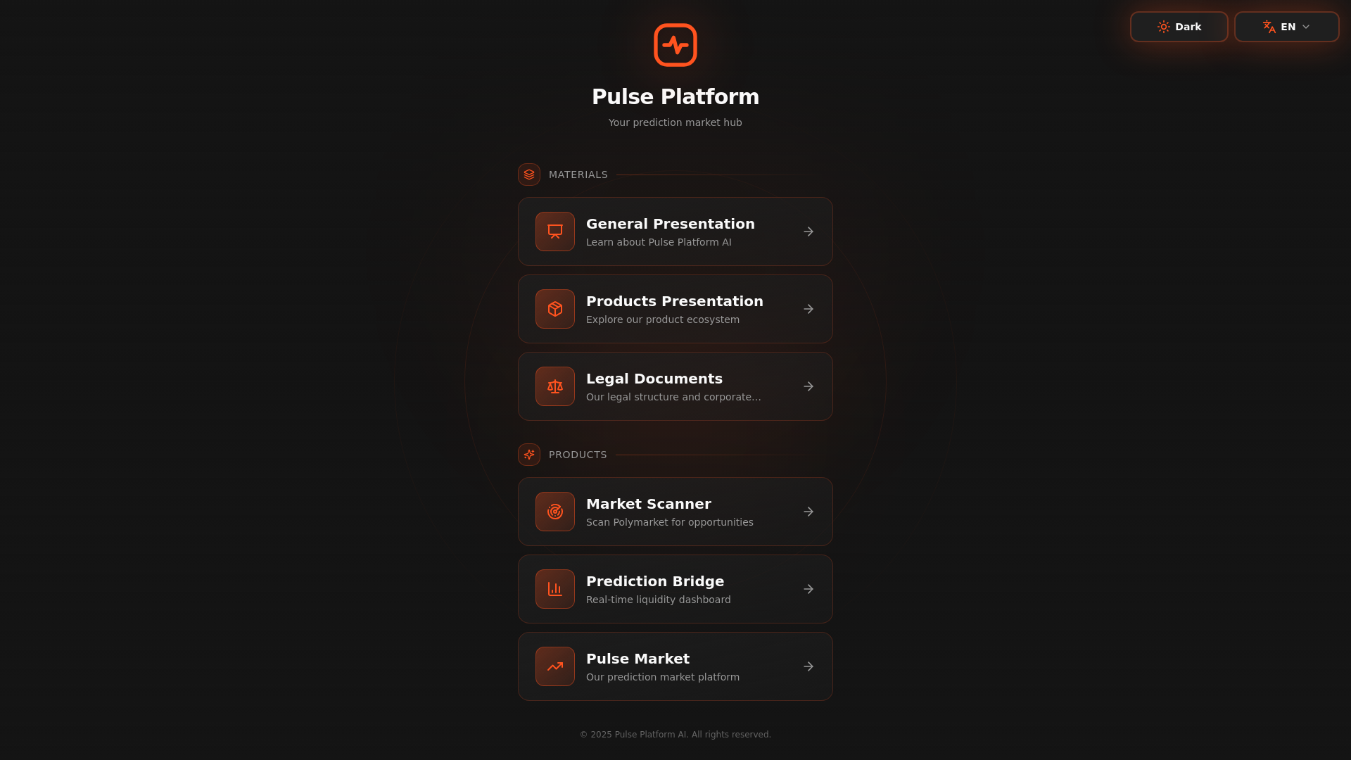 website screenshot of https://pulse-platform.xyz