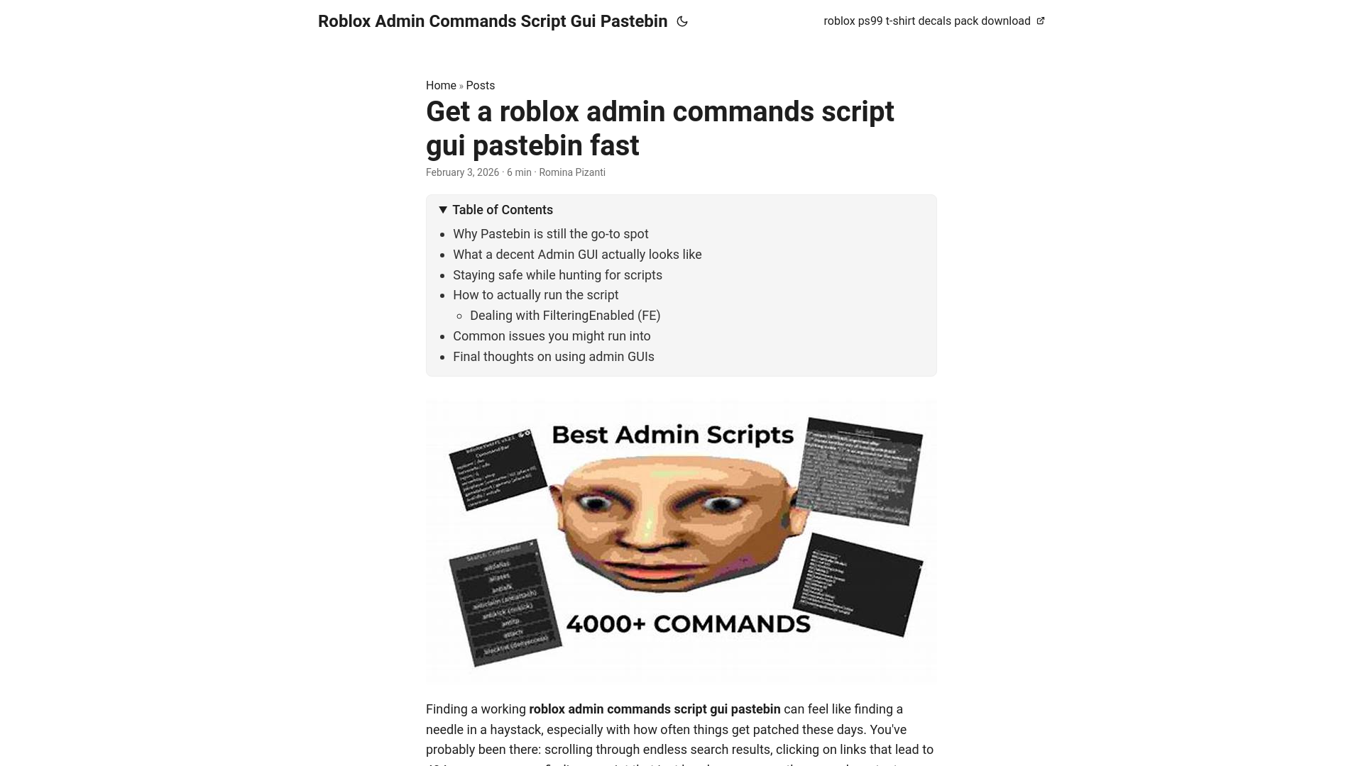 website screenshot of https://roblox-admin-commands-script-gui-pastebin.pages.dev/